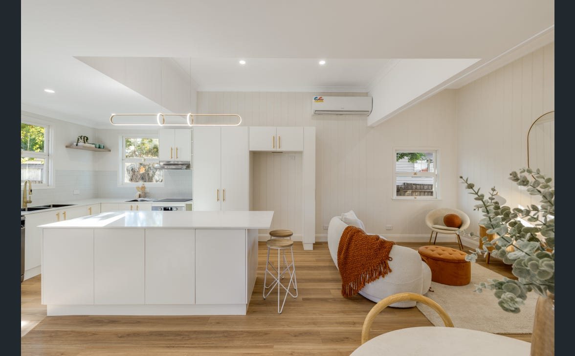 Kitchen with feature pendant and downlights